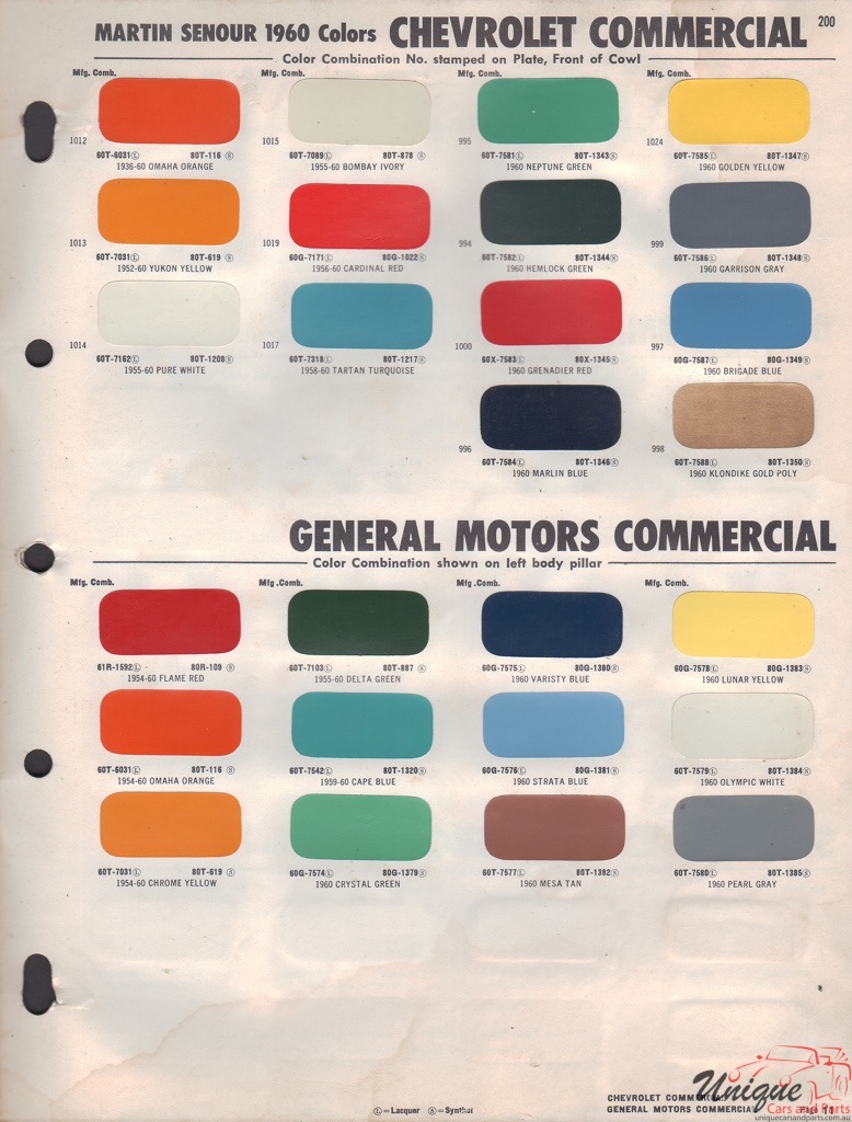1960 GMC Fleet Paint Charts Martin-Senour